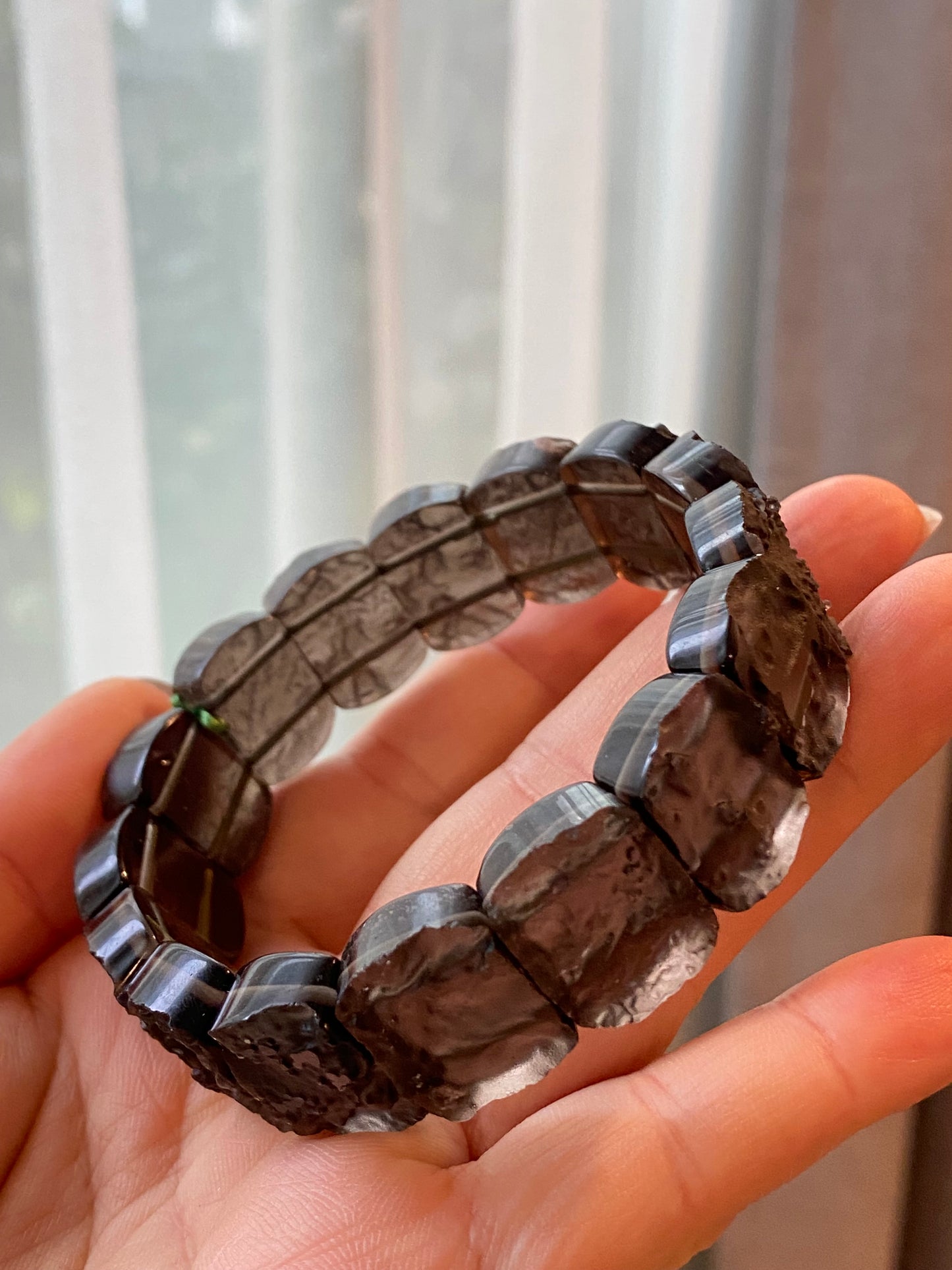 Natural Raw Cintamani Saffordite Tektite bangle Bracelet, wishing stone, Saffordite Tektites, Arizona Tektitest Rectangle beads