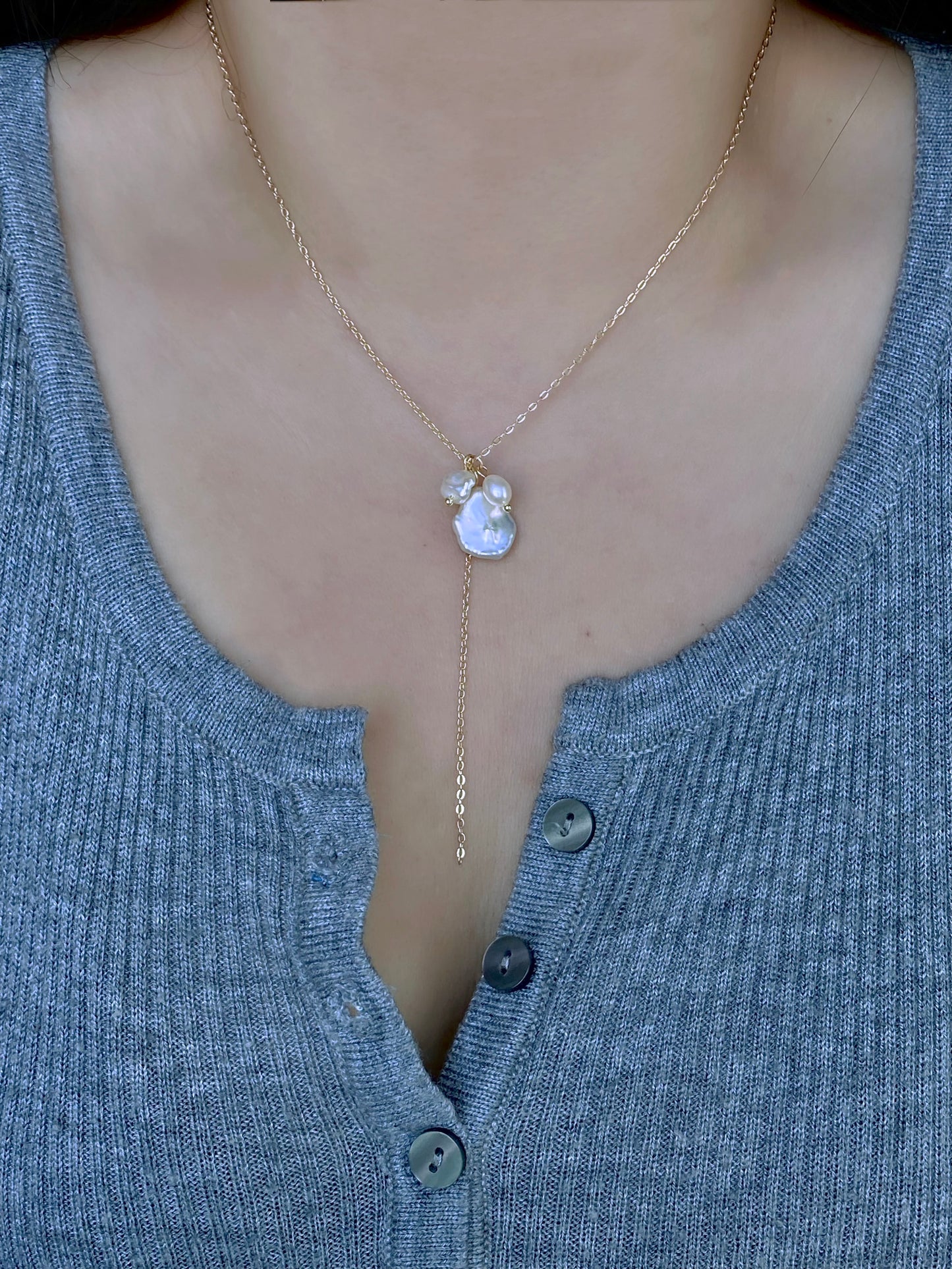 Freshwater pearl flower petal shape dangle pendant necklace,gift for her,holiday gift