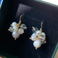 Freshwater pearls with white crystal fire work dangle earrling,holiday gift,christmas gift