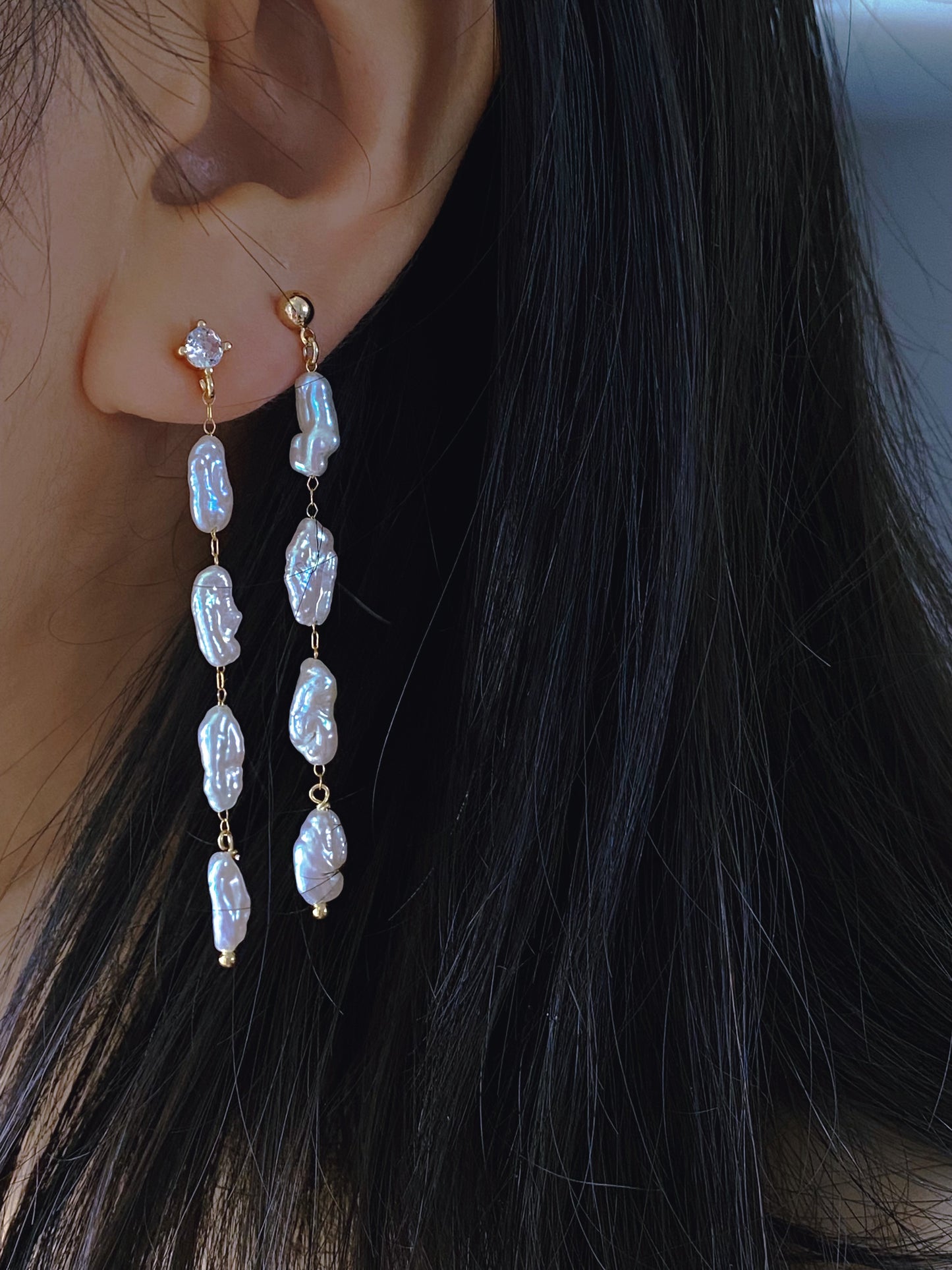 galaxy luster Keshi Pearl Tassel Earrings – Wedding & Bridesmaid Jewelry