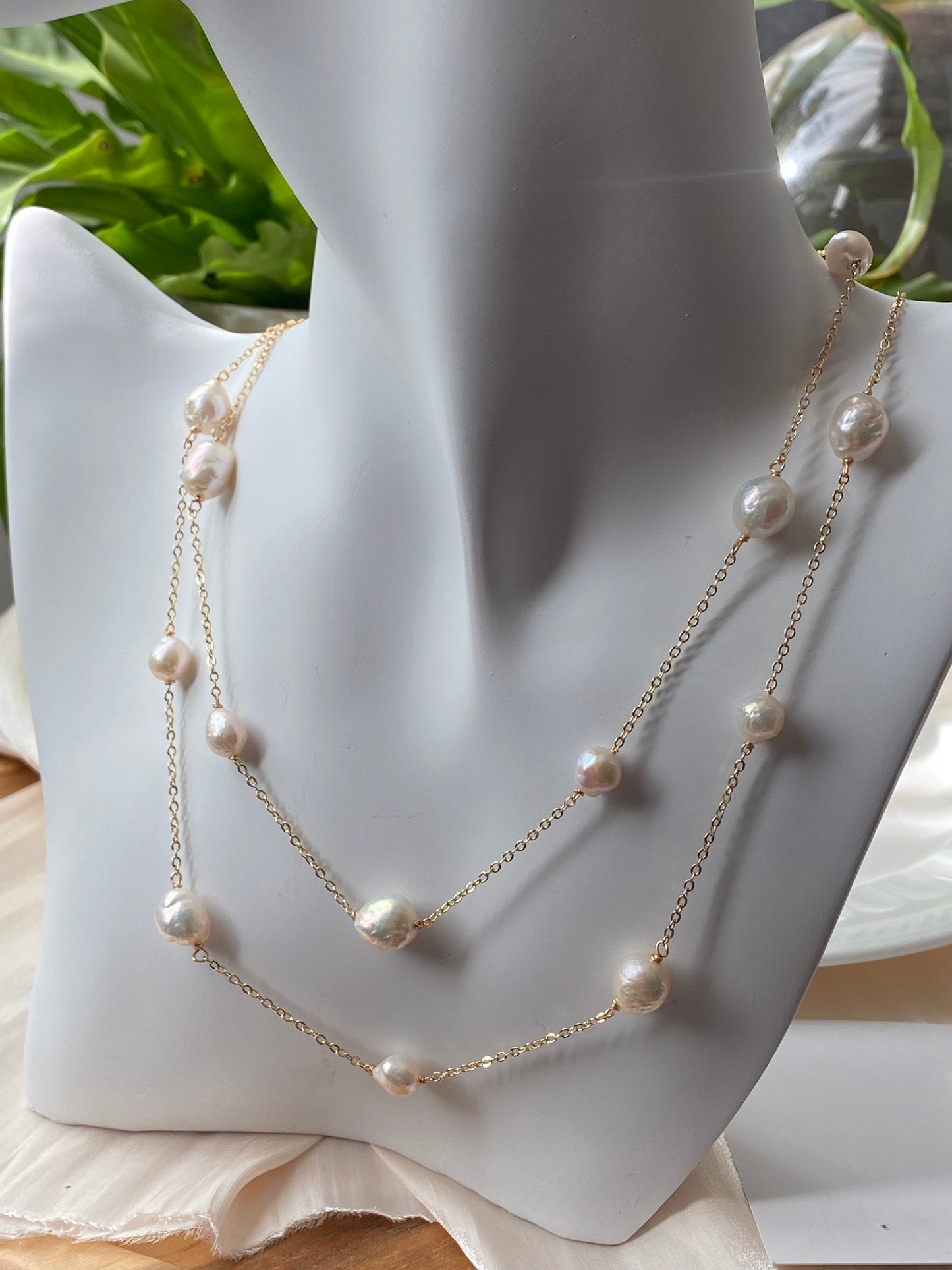 freshwater Starry Cascade baroque Pearl Necklace - Versatile Elegance with Multiple Styling Options