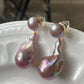 Versatile Purple Baroque Pearl Earrings | Dual-Wear Love Symbol Studs | Fashionable Daily Accessory