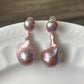 Versatile Purple Baroque Pearl Earrings | Dual-Wear Love Symbol Studs | Fashionable Daily Accessory