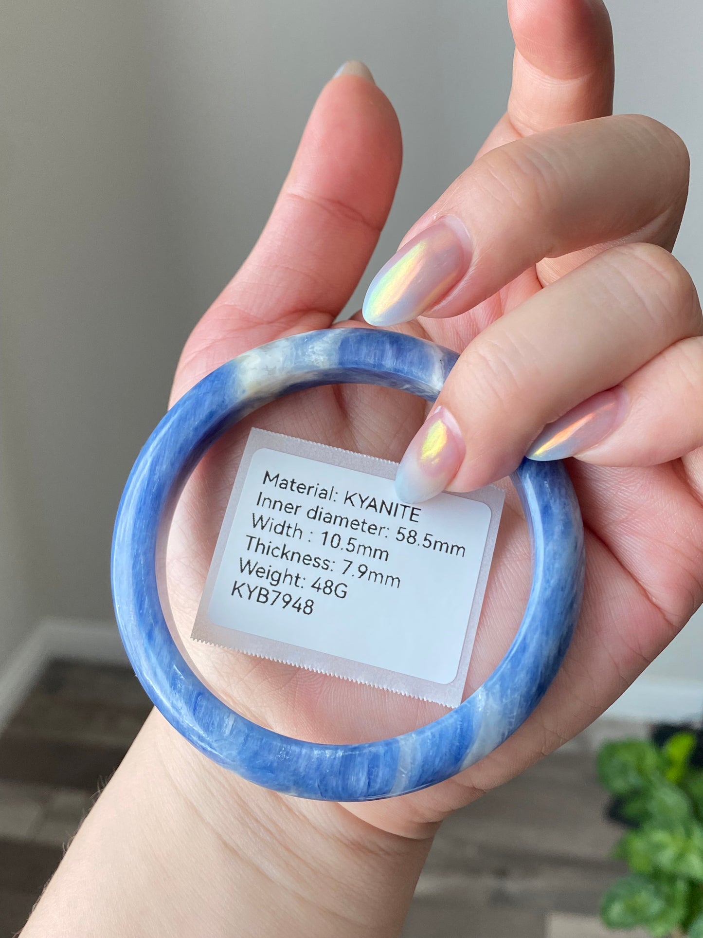 Natural blue and white spiritual and mental healing Kyanite Bangle- Throat and Third Eye Chakras