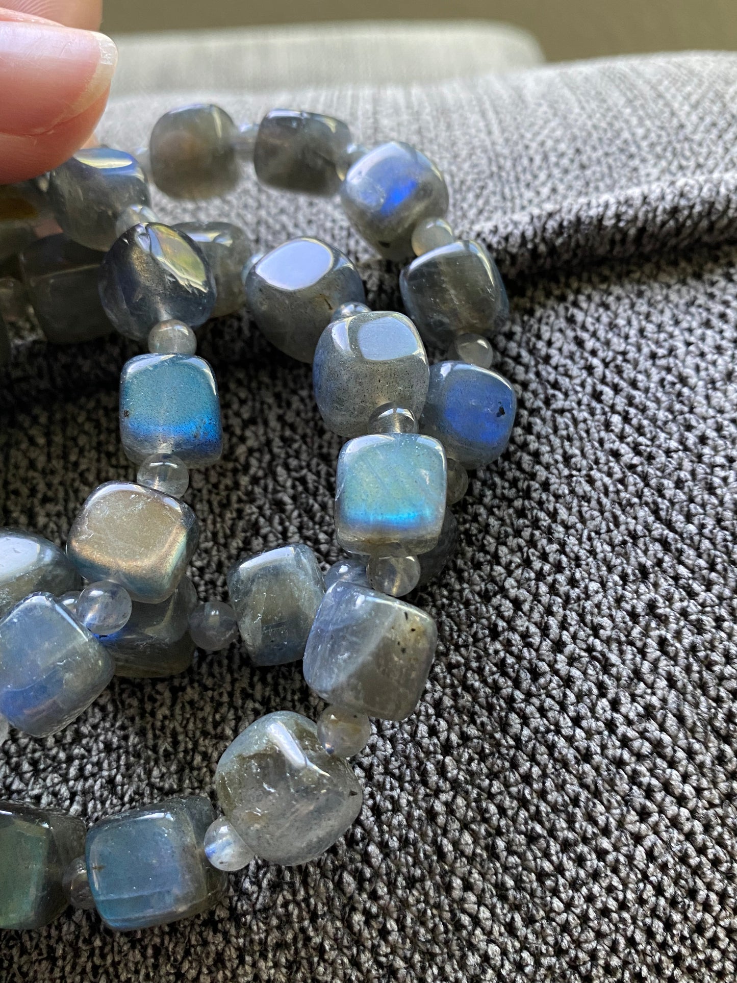 Natural High Grade Blue Fire Rainbow Fire Labradorite square Beaded Bracelet,Groomsman gifts,Bridesmaid Gifts