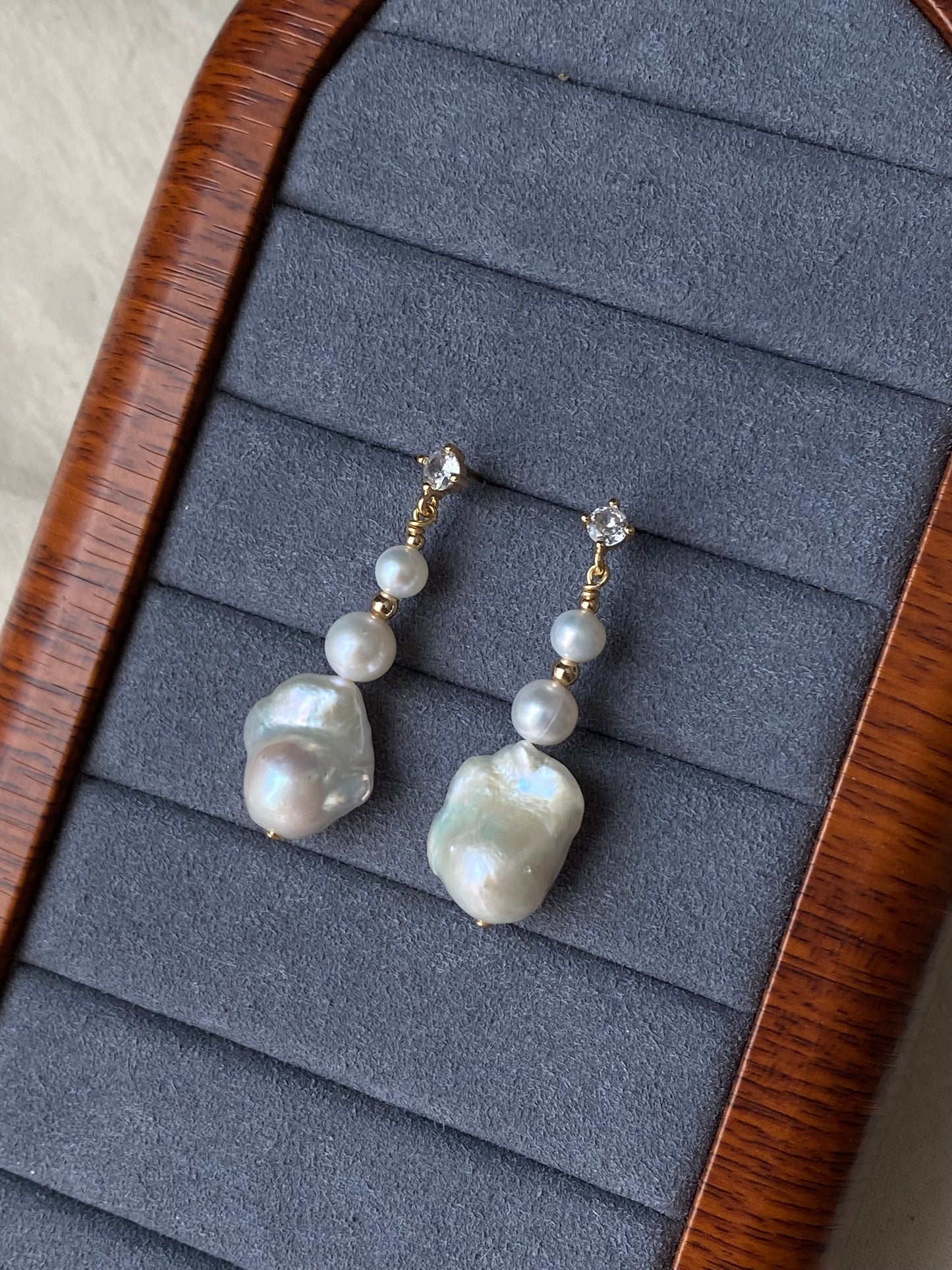 Freshwater Baroque pearl earrings Elegant Dangling earrings Unique Handmade dangle earrings Bridal Jewelry Bridesmaid Gift For her