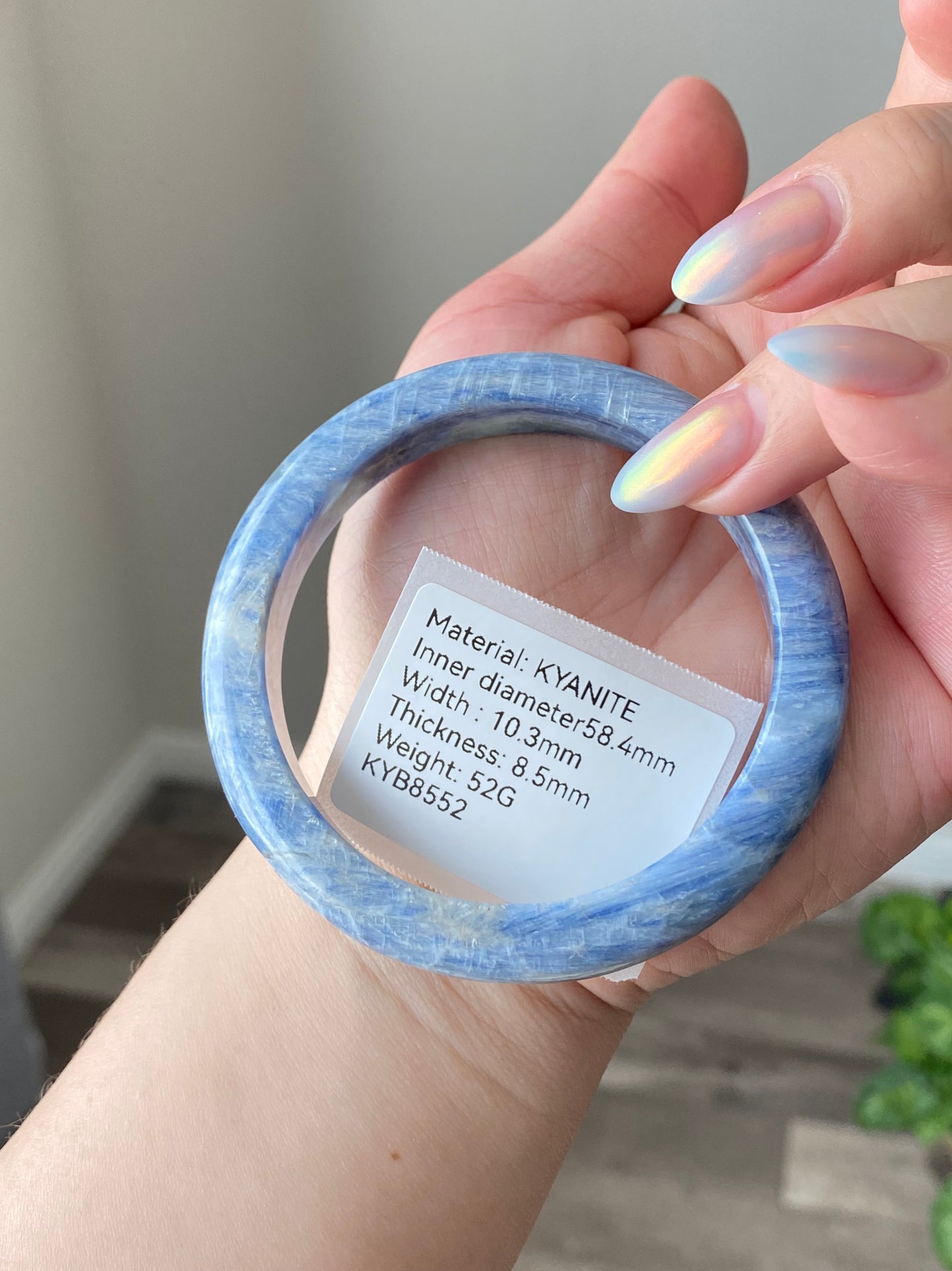 Natural blue and white spiritual and mental healing Kyanite Bangle- Throat and Third Eye Chakras