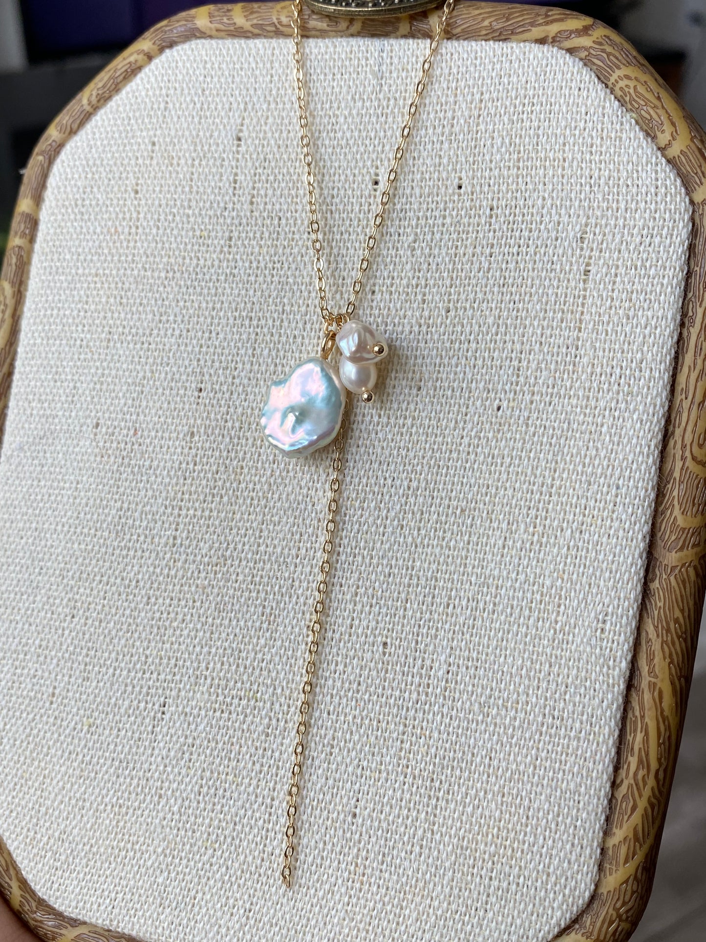 Freshwater pearl flower petal shape dangle pendant necklace,gift for her,holiday gift