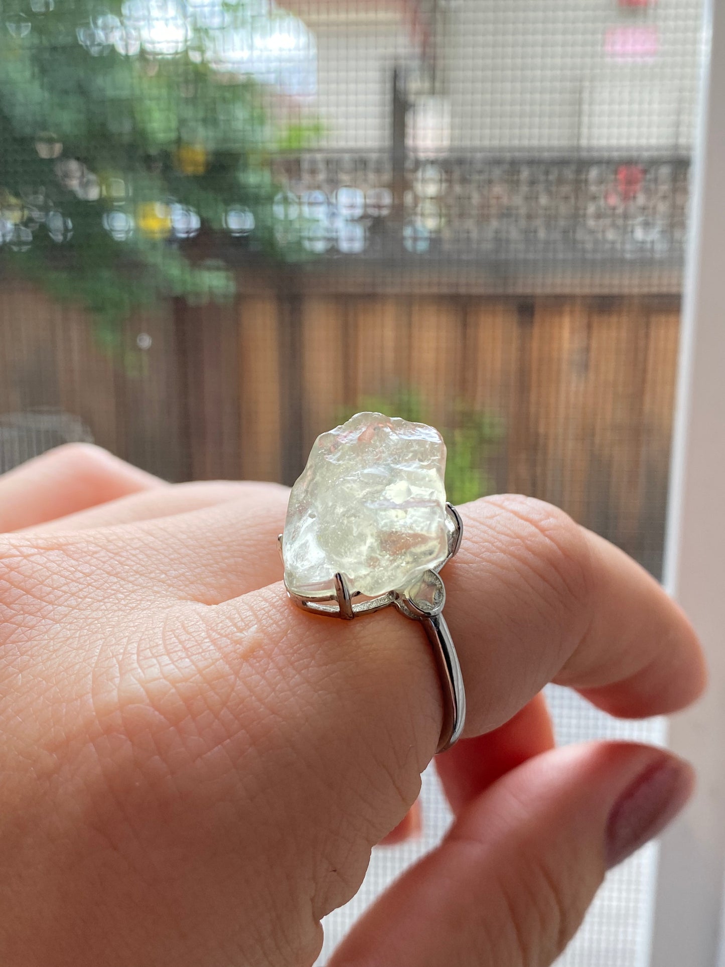 Natural Raw Libyan Desert Glass Ring - Adjustable Natural Gemstone with Healing Properties