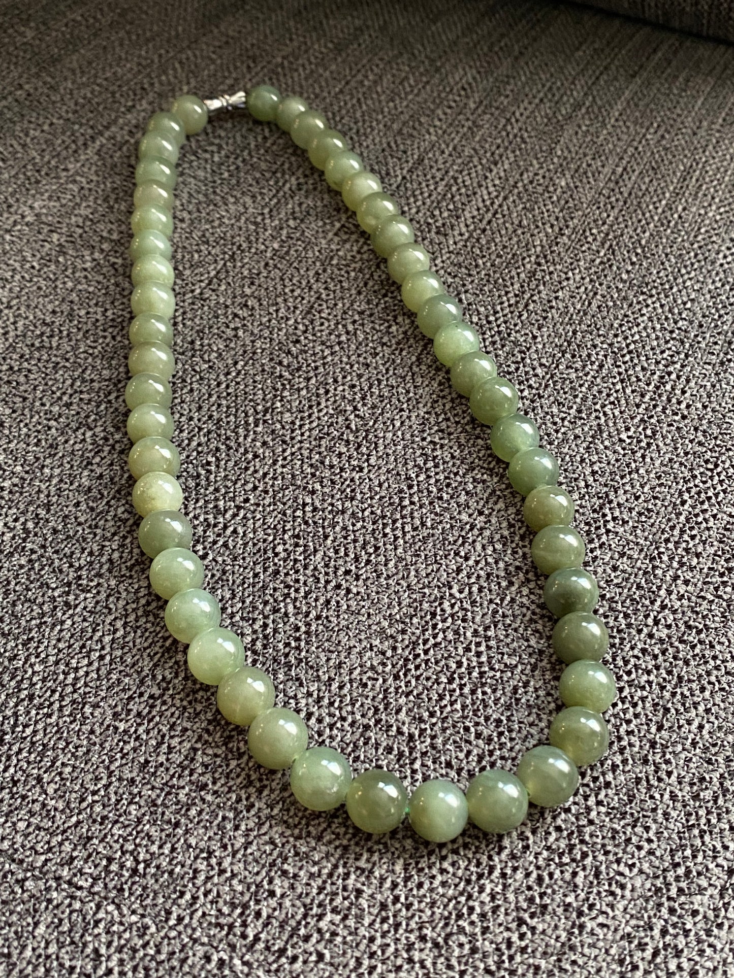 High Grade Natural Lake Green Smooth Round Jade Bead Necklace 9mm | Lucky | birthdays Gift|  anniversaries gift