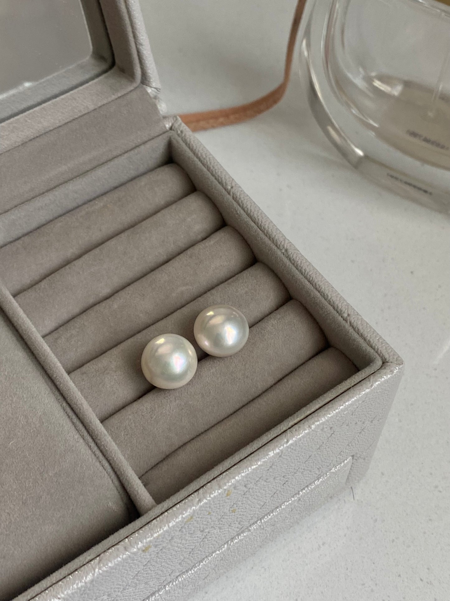 11mm+ Minimalist Large Pearl Stud Earrings  Classic Freshwater Pearl Jewelry  Elegant Statement Earrings gift for Mom anniversary gift