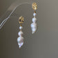 Large baroque pearl earrings/Flameball white pearl/Freshwater pearl/Dangling earrings/dangle earrings /Bridal Earrings