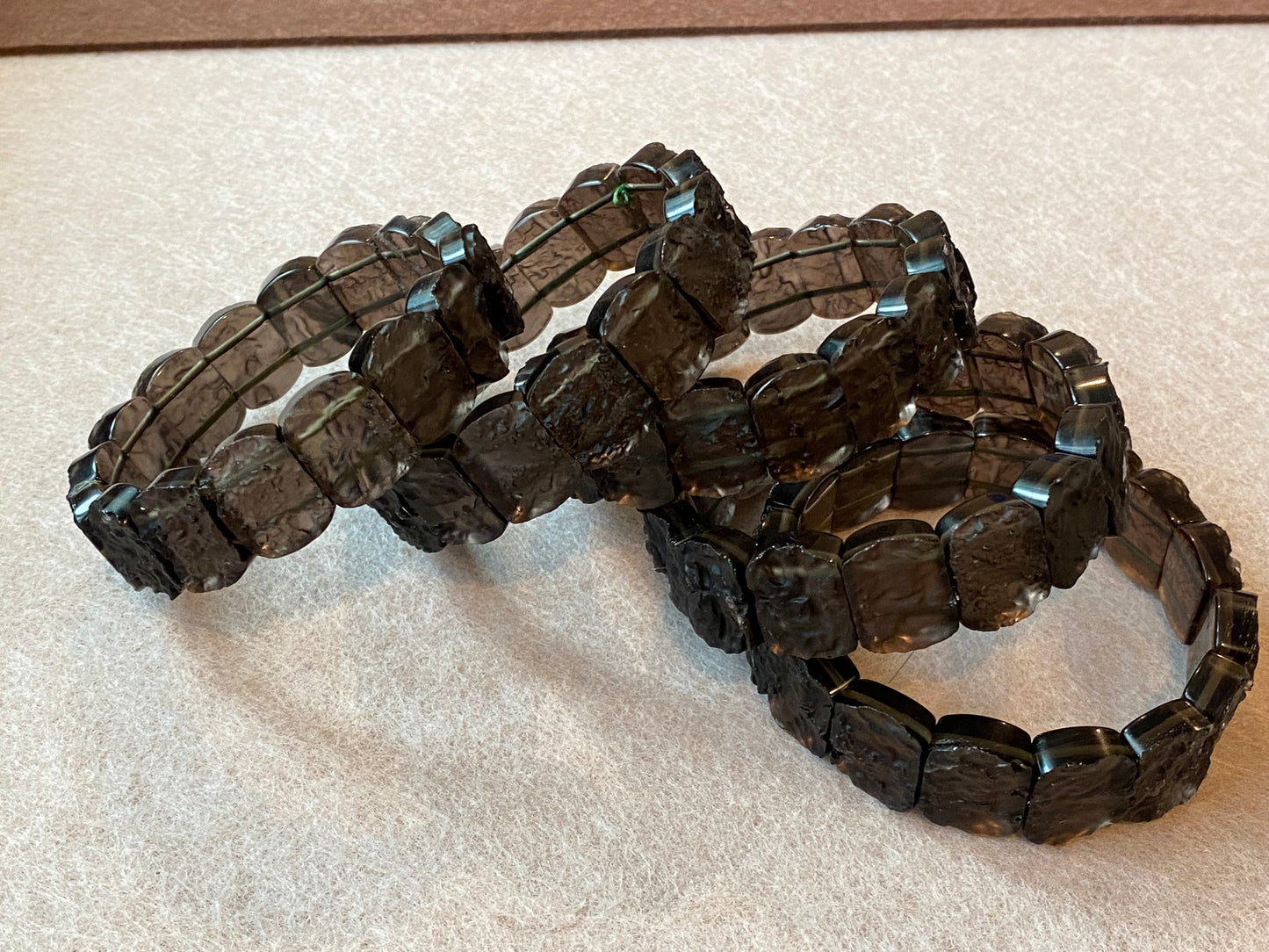 Natural Raw Cintamani Saffordite Tektite bangle Bracelet, wishing stone, Saffordite Tektites, Arizona Tektitest Rectangle beads