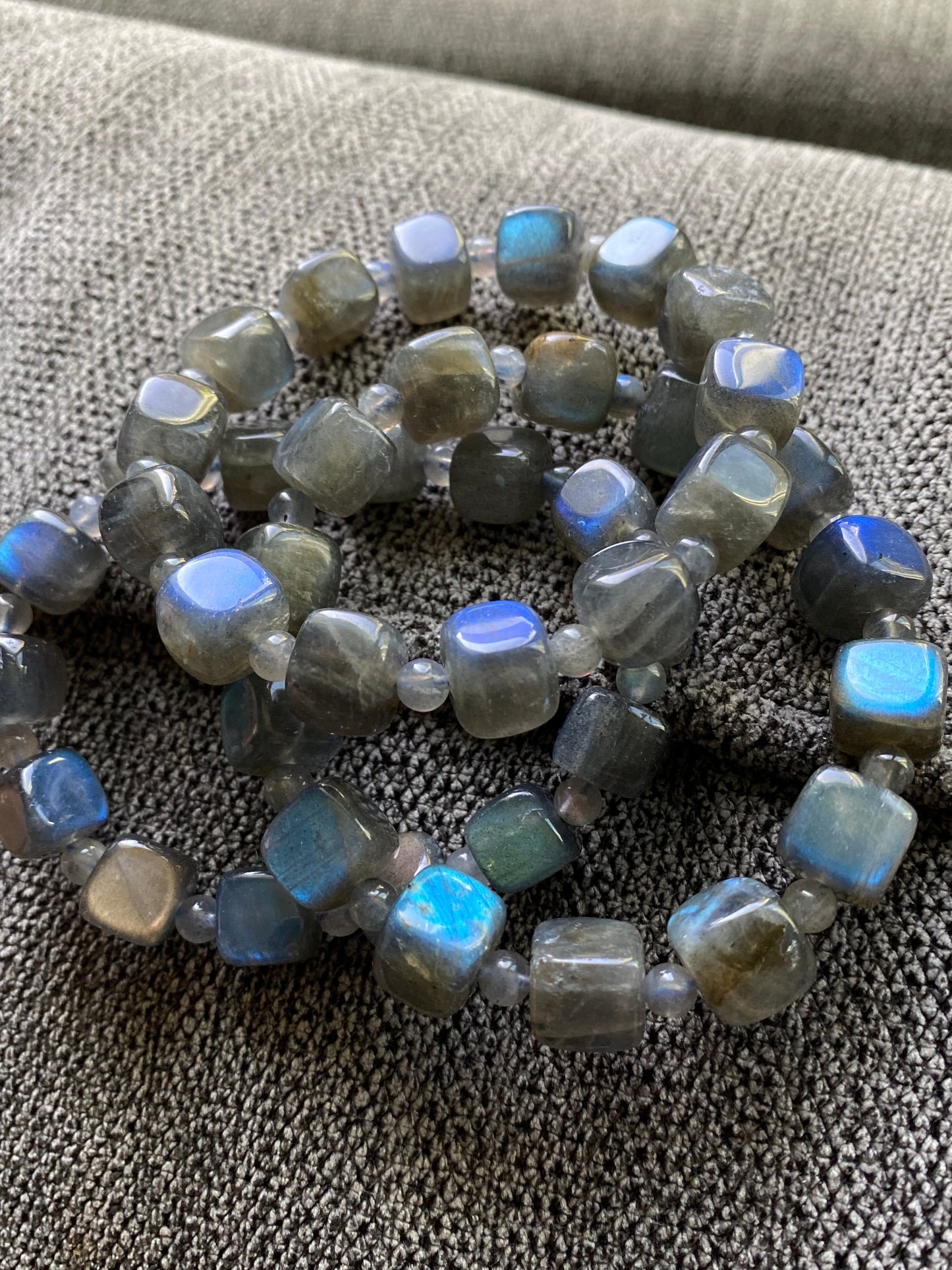 Natural High Grade Blue Fire Rainbow Fire Labradorite square Beaded Bracelet,Groomsman gifts,Bridesmaid Gifts