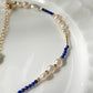 Handmade gift natural lapis lazuli with freshwater pearl chocker necklace,gift for her,gift for him