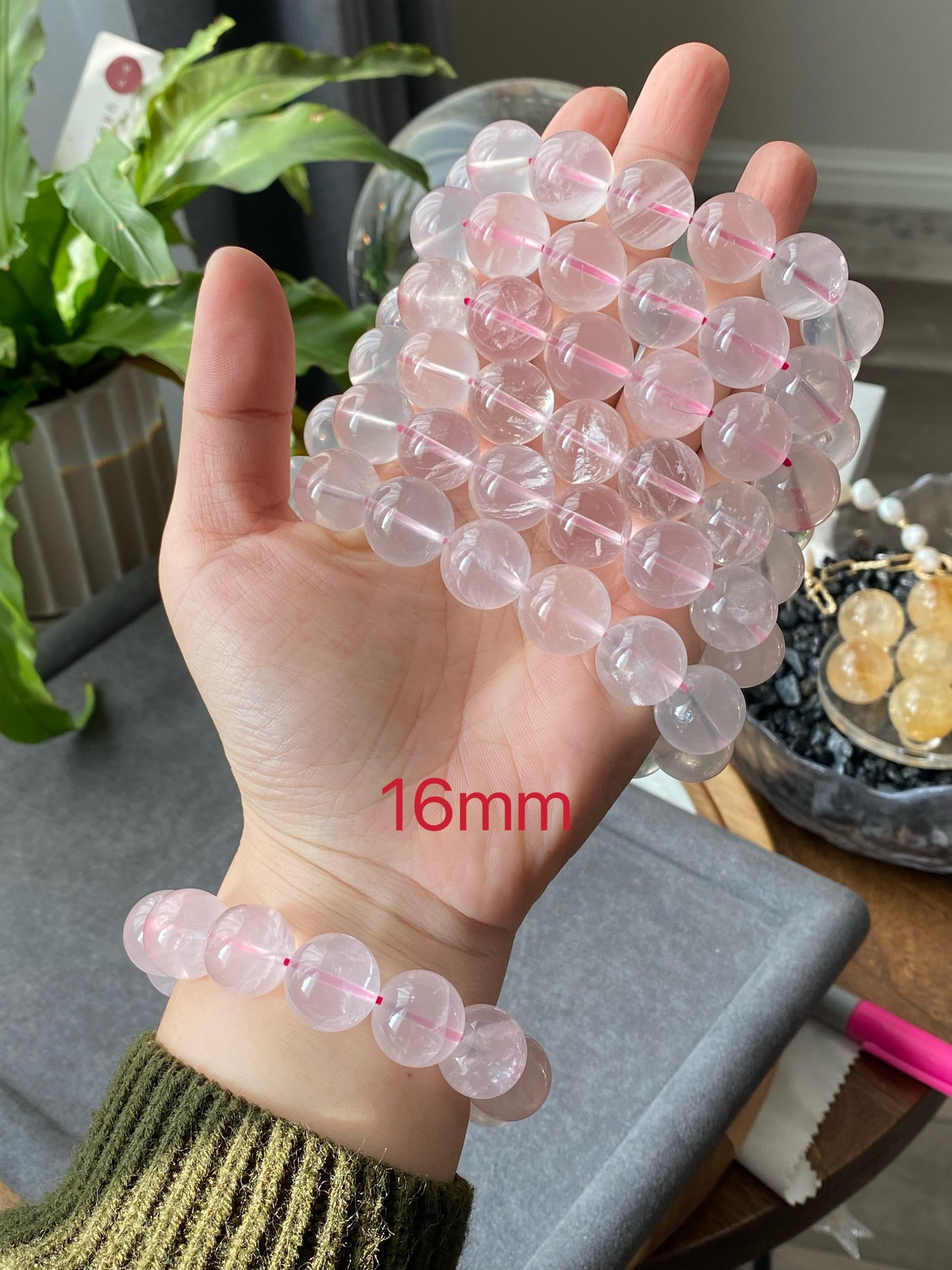 Jumbo size Starlight Rose Quartz Bracelet- Enhance Your Wellbeing with Natural Healing Crystals