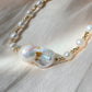 Handmade AAAA Natural freshwater big baroque pearl fireball pendant gold filled stick necklace,gift for her,gift for him