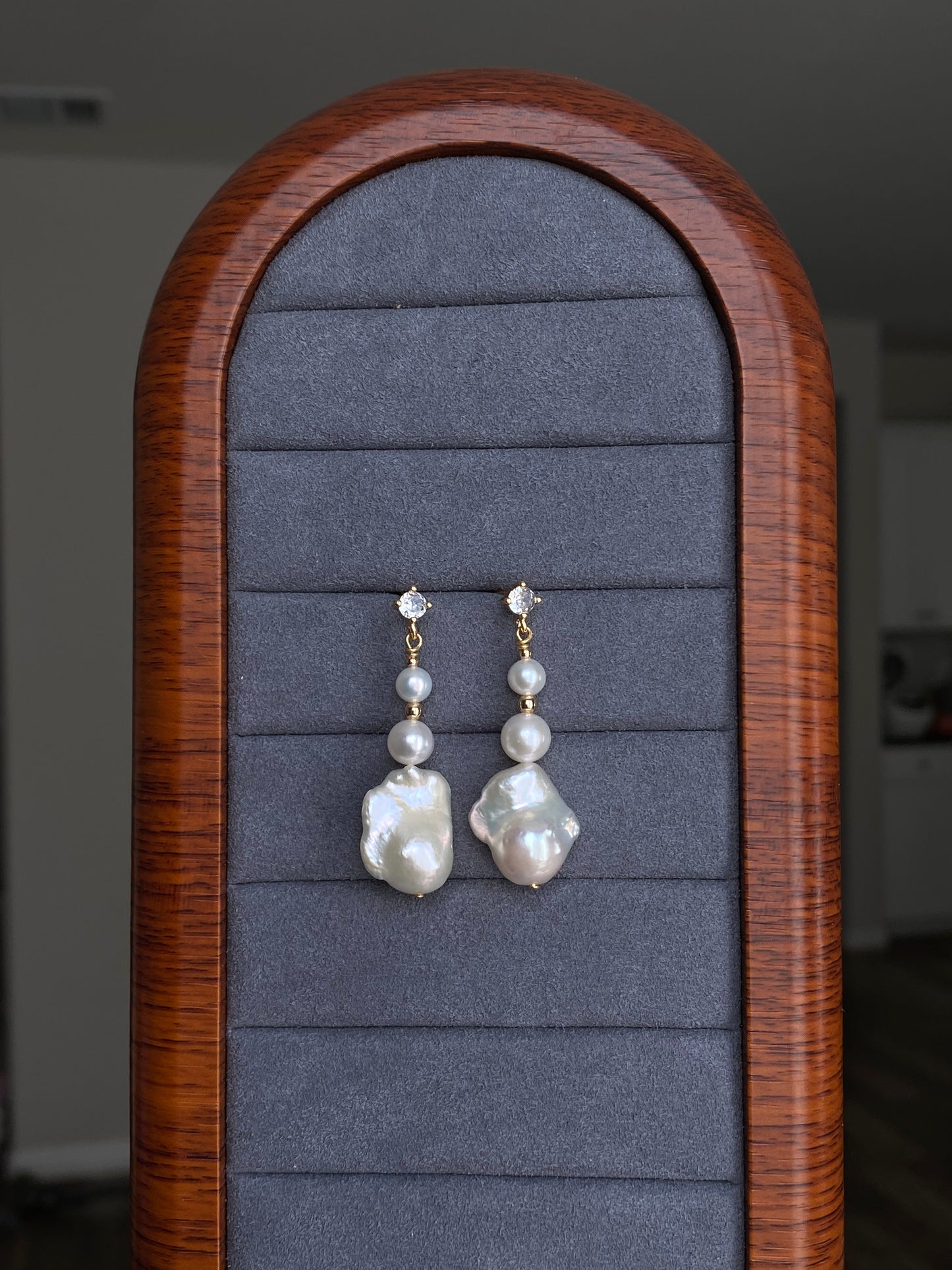 Freshwater Baroque pearl earrings Elegant Dangling earrings Unique Handmade dangle earrings Bridal Jewelry Bridesmaid Gift For her