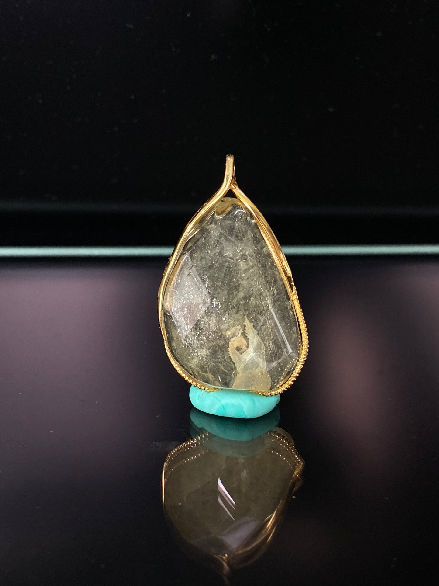 Hand Craft Libyan Desert Glass 925 Sterling Silver 18k Gold-Plated Handmade Pendant – Protection & Transformation Crystal