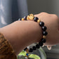 Natural garnet smooth round bead with pixiu design bracelet-bring success and money