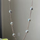 high end Blue Gray Janpanese Akoya with shinning sterling silver chain necklace,gift for her,anniversary gift