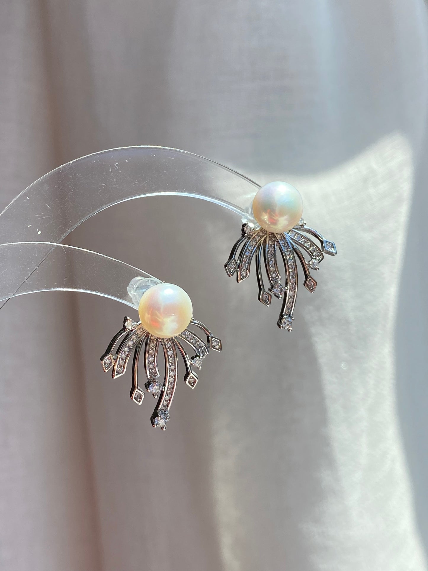 Convertible Pearl Firework Earrings 2 in 1 Sparkling Detachable Studs