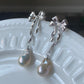 Unique freshwater baroque pearl small fireball bow stud earring-holiday gift,gift for her,gift for him