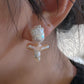 Eternal Ballet Blooms freshwater baroque pearl sterling silver stud earring-gift for her-preserved flowers