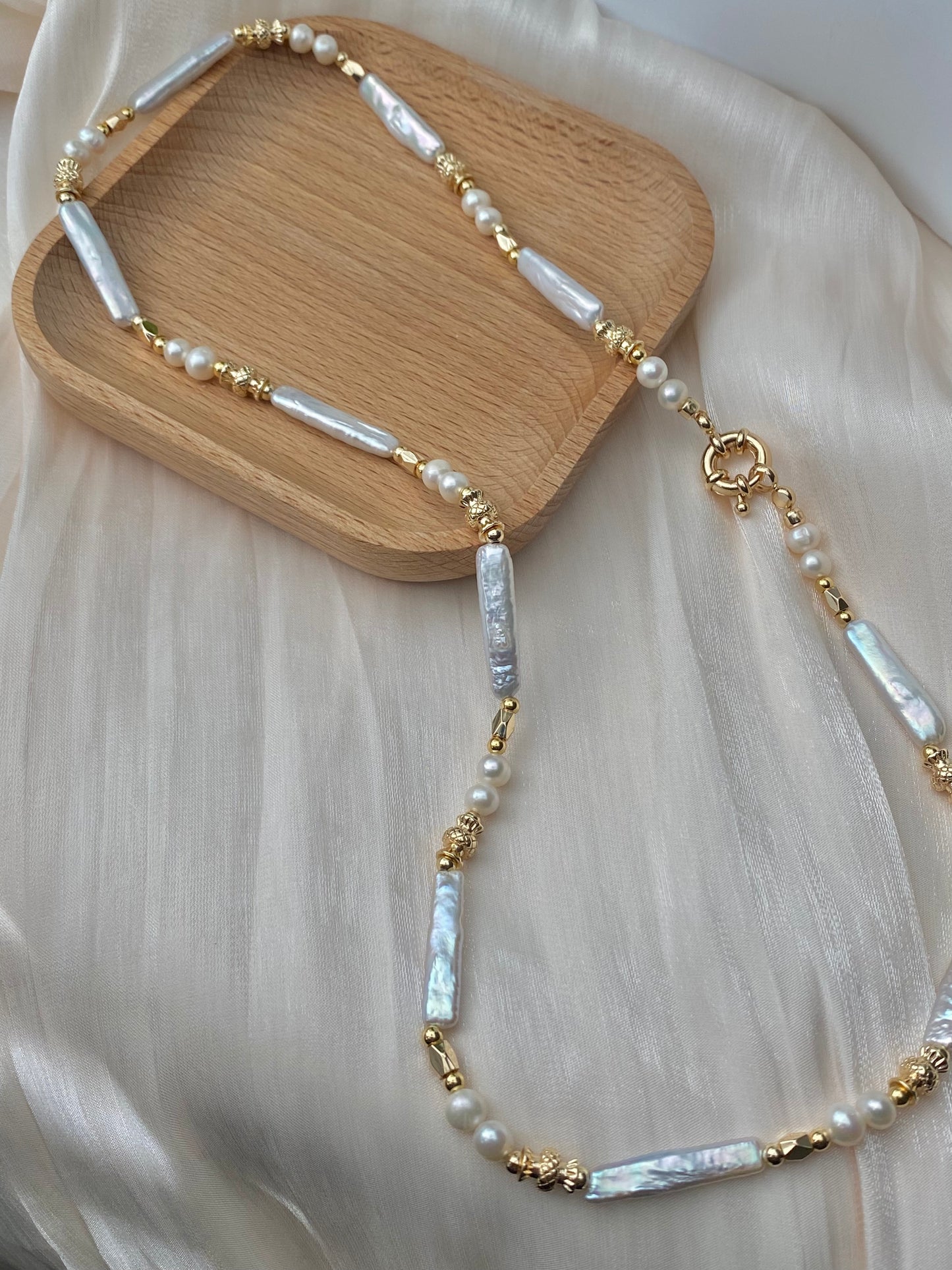 Natural freshwater baroque stick pearl,biwa pearl everyday use necklace,gift for her,christmas gift