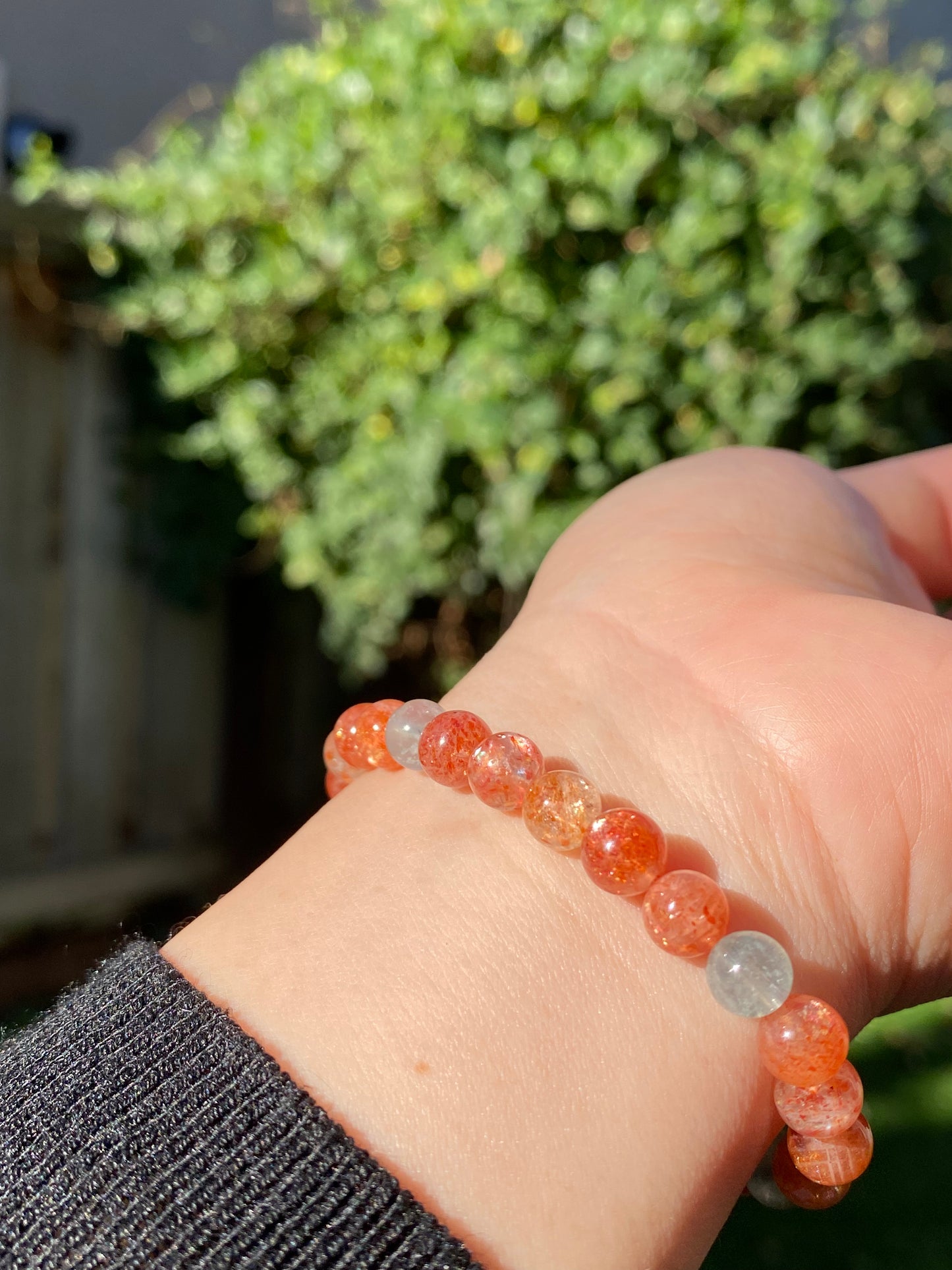 Natural Arusha Sunstone super shinning Fire Smoothie Round Bangle Bracelet-Radiate Positive Energy and Joy