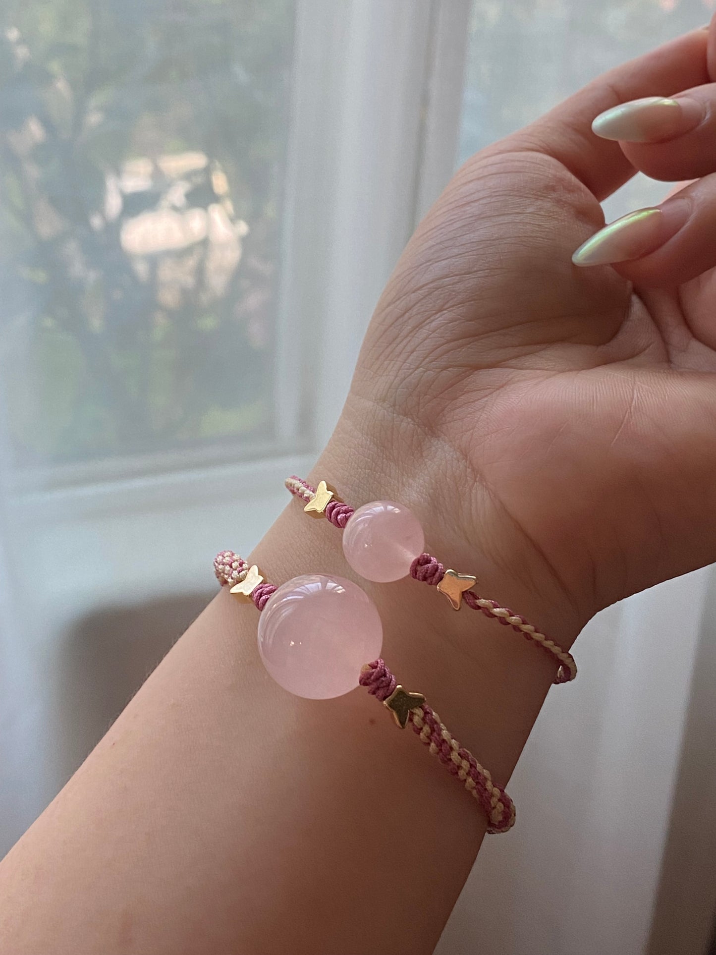 Natural Rose quartz Adjustable bracelet for Love gift for her Valentine's Day gift  present full of love and blessings