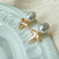 Eternal Ballet Blooms freshwater baroque pearl sterling silver stud earring-gift for her-preserved flowers