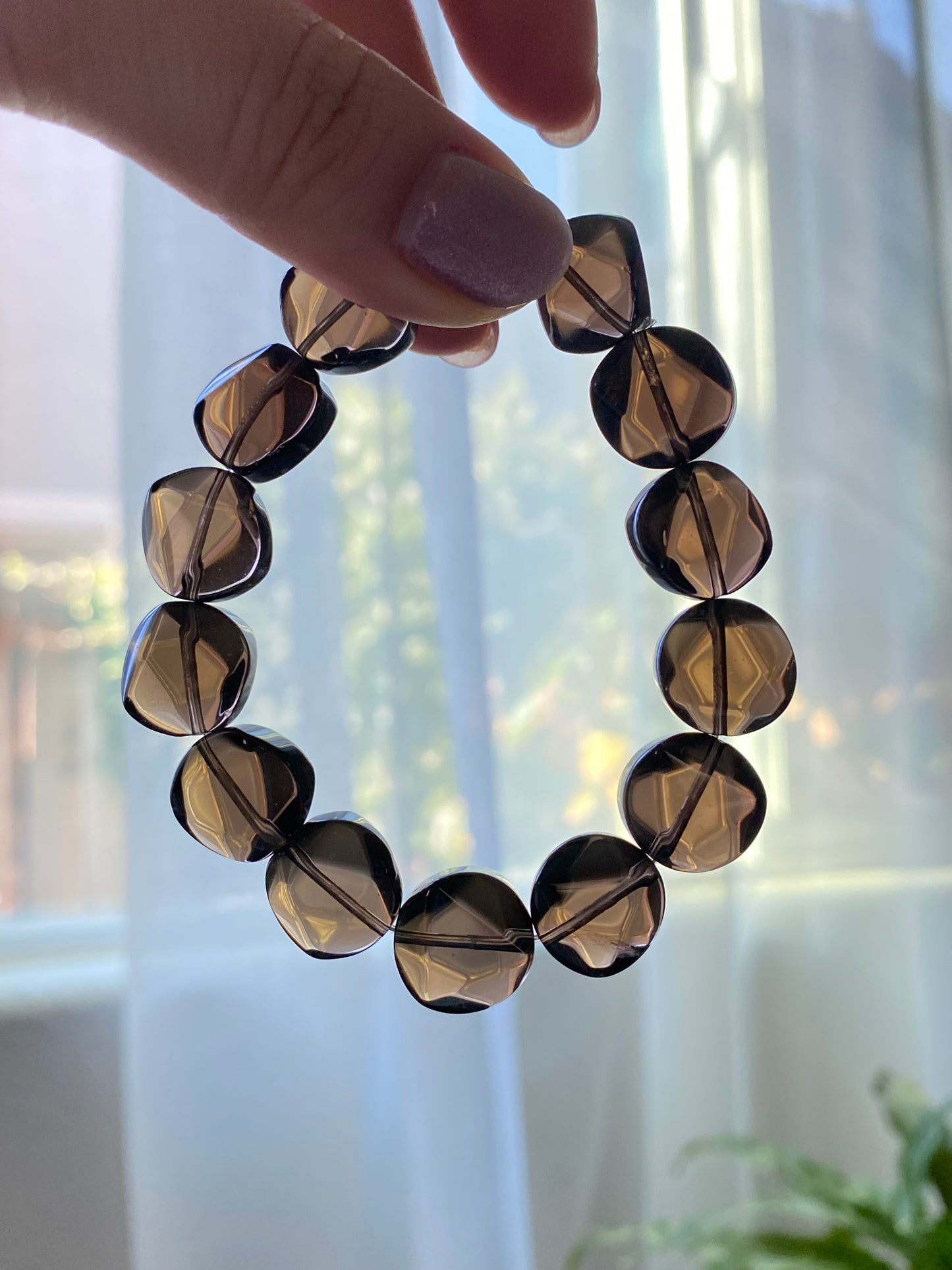 Natural Faceted Smoky Quartz Bracelet - Healing Crystal Jewelry for Emotional Balance and Protection