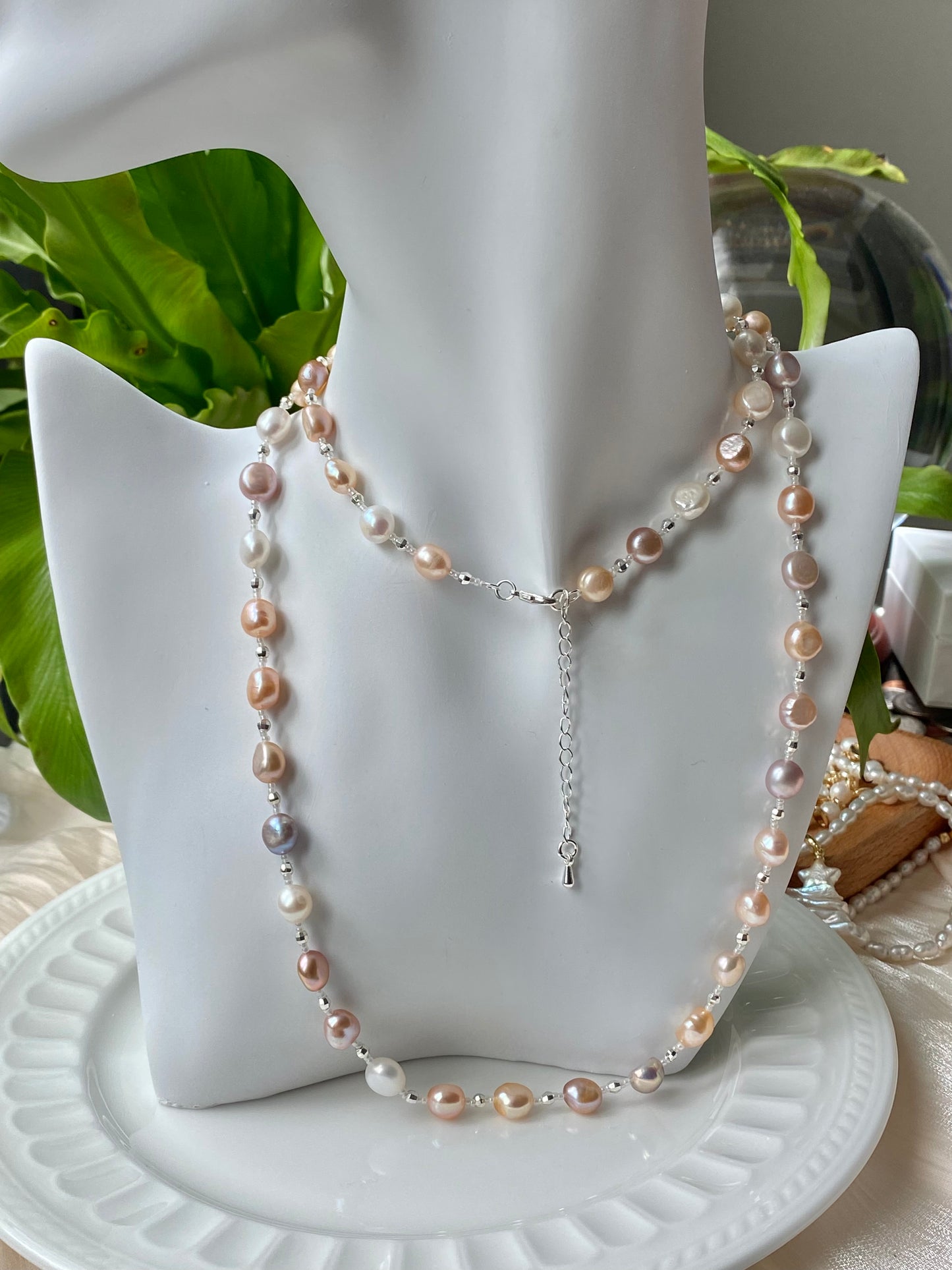 Natural freshwater pearl candy baroque nuggest stone multiple use long necklace,gift for her