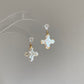 Dainty Petal Cross Pearl Earrings 3 in 1 | Baroque Pearl Pendant | Zircon Stud or Gold Hoop | Bridesmaid Gift for Her love gift