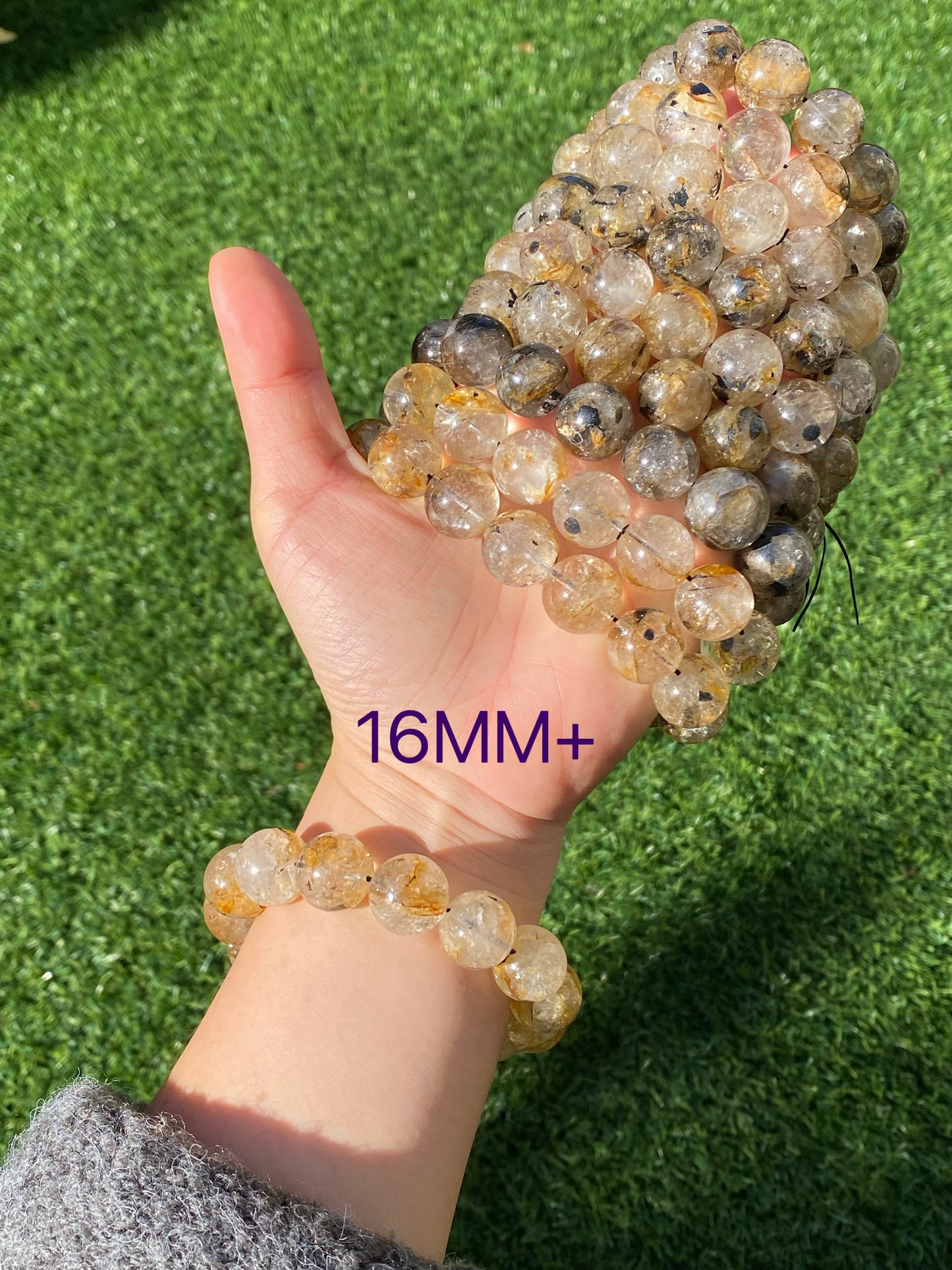 Jumbo size Natural Meditation Skeletal Herkimer Diamond sparkling smooth round bead bracelet-gift for him,gift for her