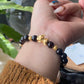 Natural garnet smooth round bead with pixiu design bracelet-bring success and money