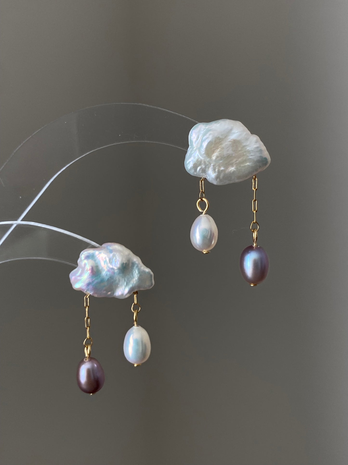 Fancy fun Cloudy and rain drop baroque pearls stud earring-gift for her,birthday gift-Hand pick each pieces