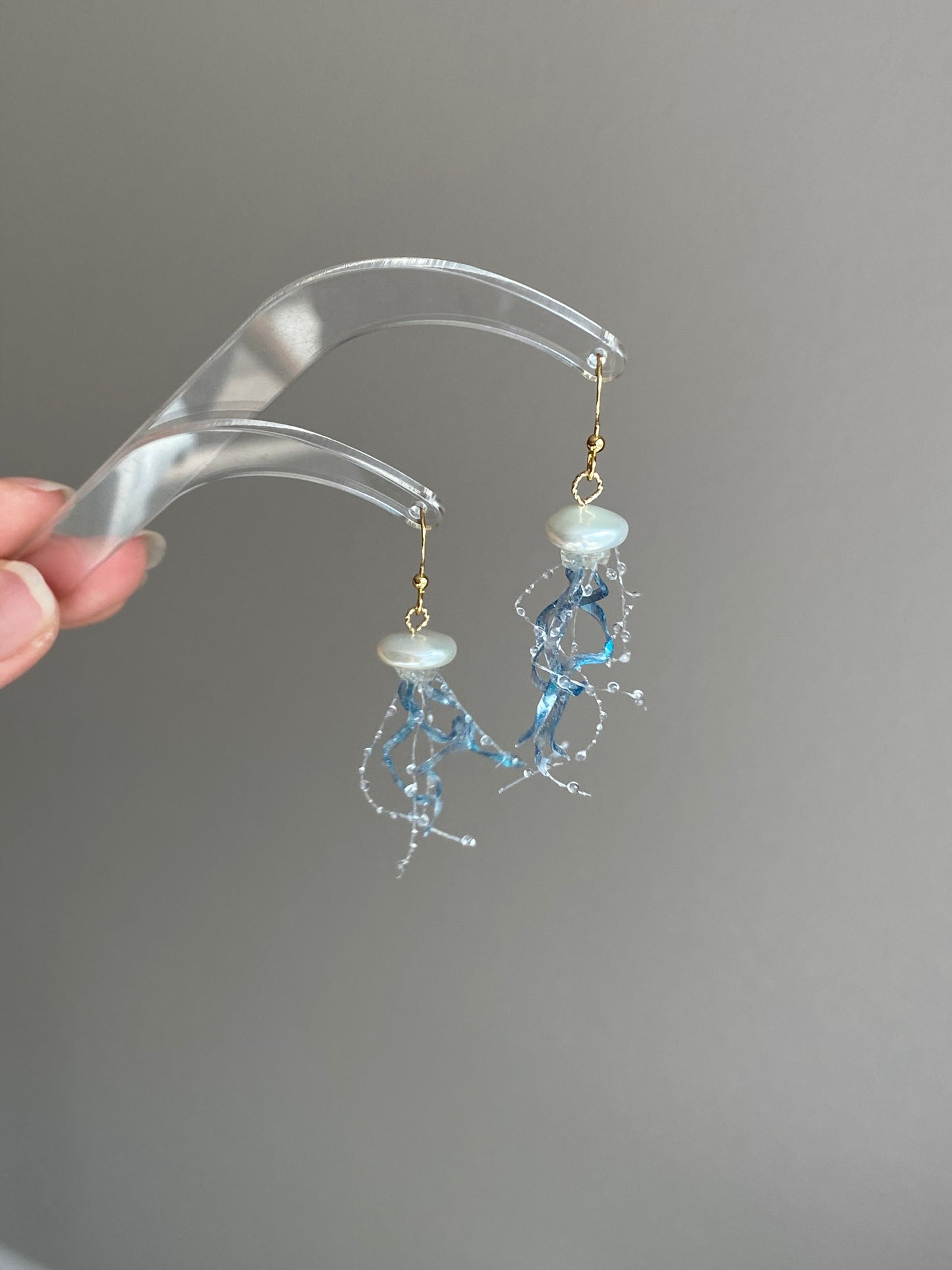 Jellyfish Pearl Earrings – Handmade Baroque Pearl Ocean Jewelry, Unique Sea-Inspired Earrings, Statement Earrings for Mermaid Lovers