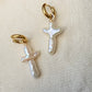 cross pearl removal earring