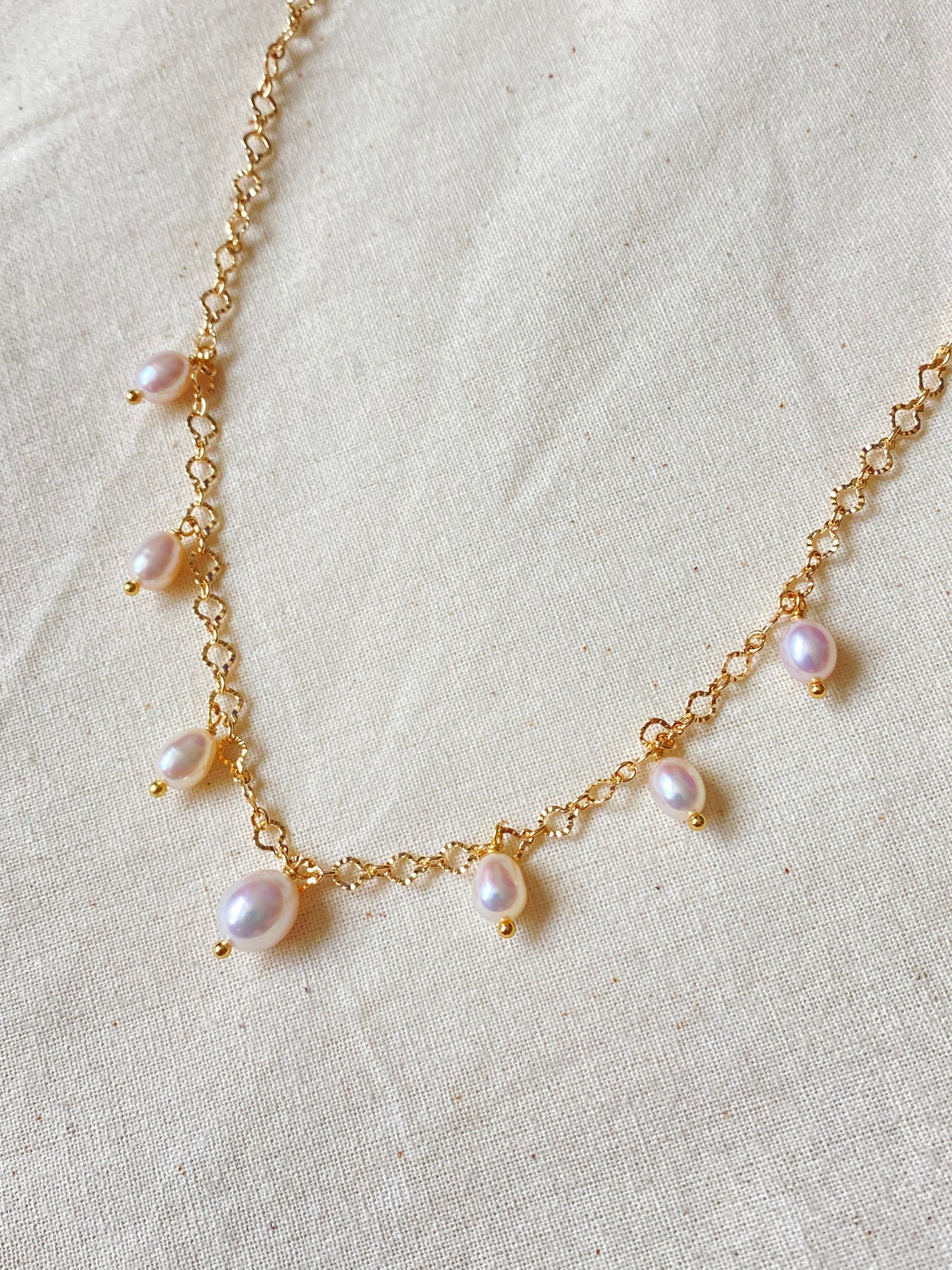 Princess Lace Pearl Necklace  Dainty Freshwater Pearl Drop Necklace Elegant Romantic Gold Choker  Handmade Bridal Jewelry Gift for Her