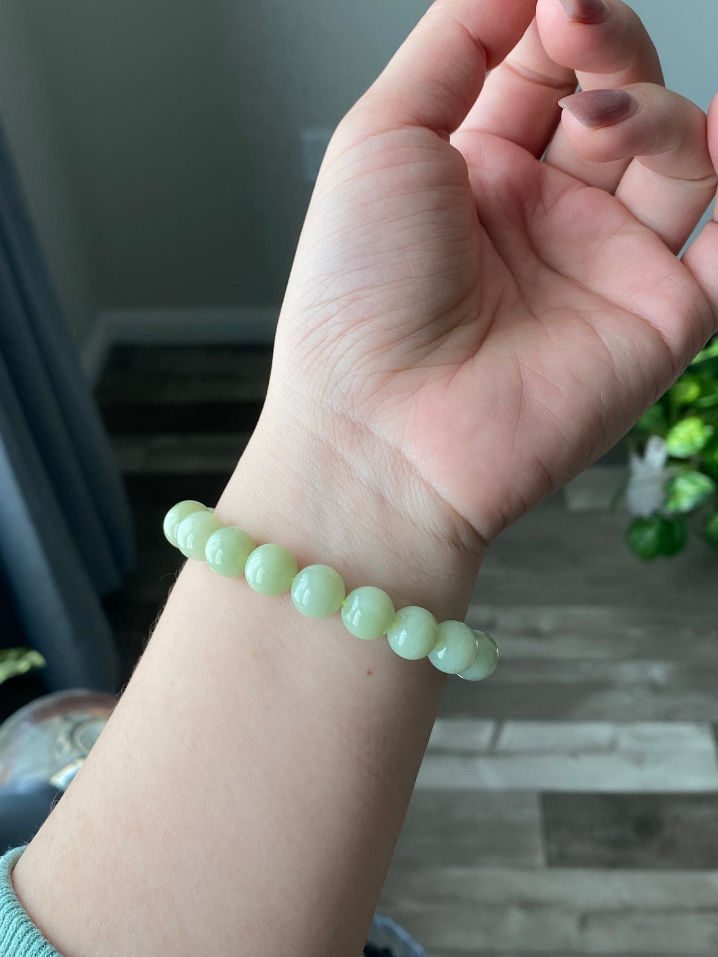 Natural Green & Yellow Jadeite smooth round Jade Bracelet | White Jade Healing Properties | Serene Energy Jewelry