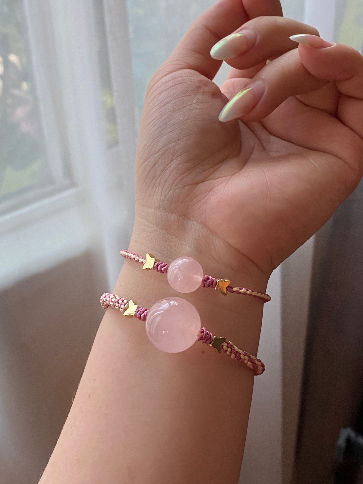 Natural Rose quartz Adjustable bracelet for Love gift for her Valentine's Day gift  present full of love and blessings