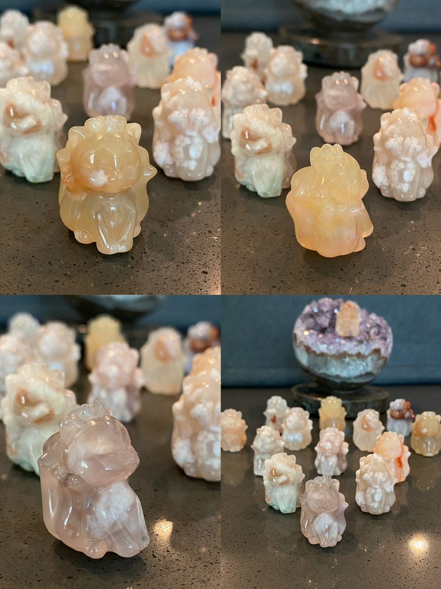 Handcraft Natural flower agate animal,nine tail fox,cat,koala,headphone,bunny,unicorn,bear beads