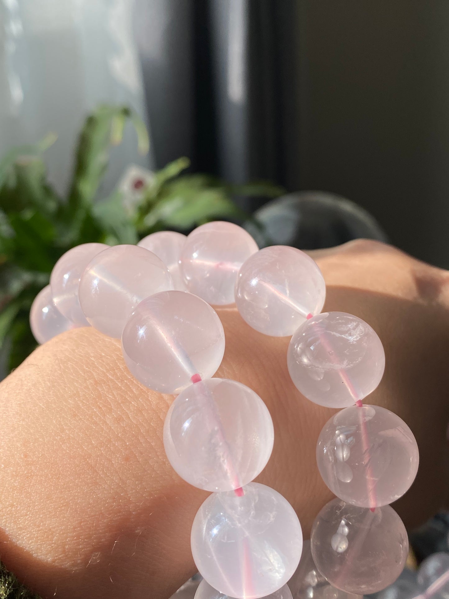 Jumbo size Starlight Rose Quartz Bracelet- Enhance Your Wellbeing with Natural Healing Crystals