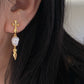 Hand-Carved Skull Pearl Cross Drop Earrings Gothic Pearl Spike Earrings  Everyday Edge Halloween Bold Dard Limited edition gift for him