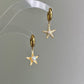 starfish shell Akoya earrings, mismatched earrings, zircon earrings, asymmetrical earrings,  pearl pendant, elegant Dainty gift for her