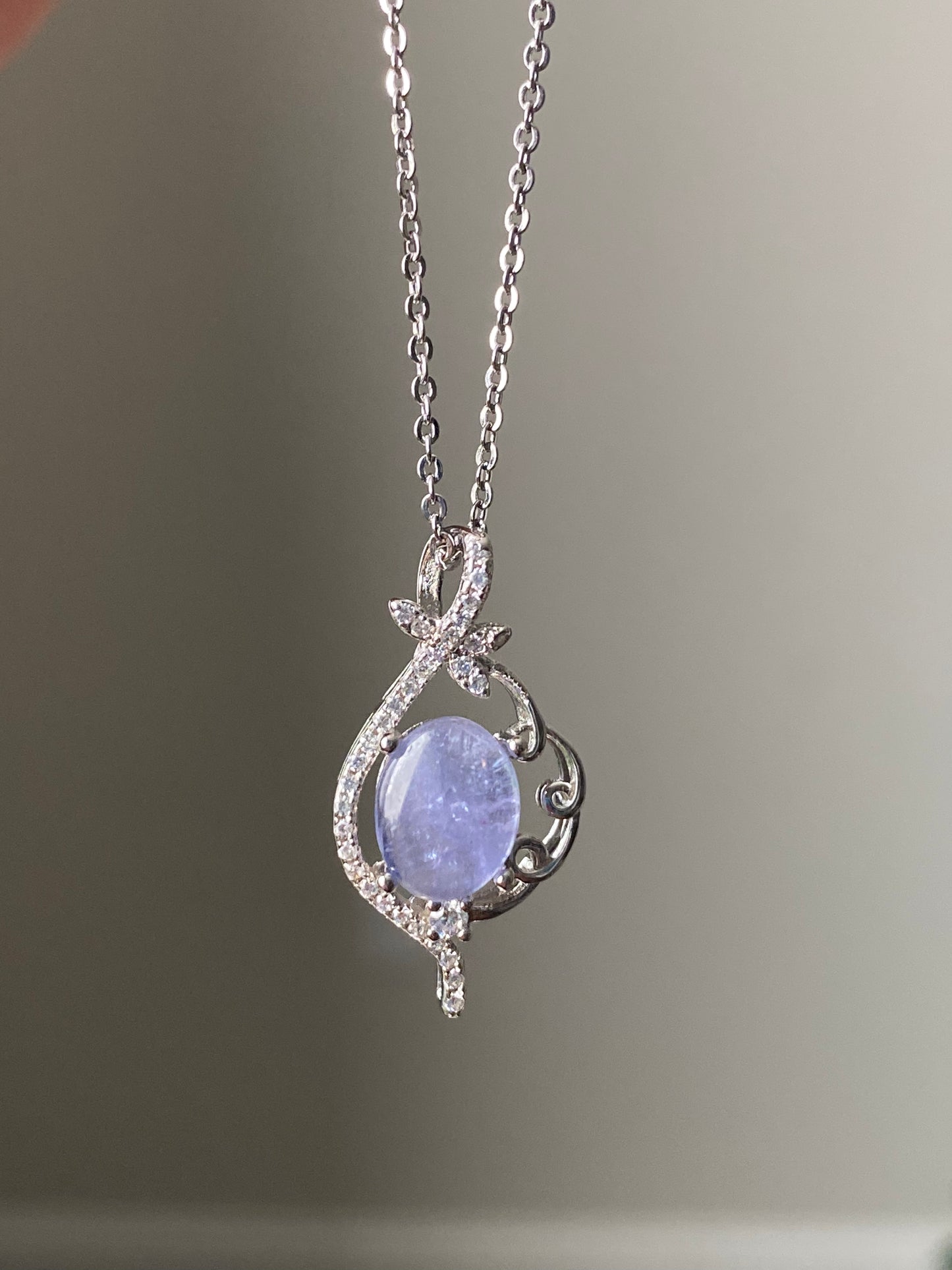 Elegant Natural Tanzanite and Sterling Silver Pendant Necklace - Timeless Luxury Accessory