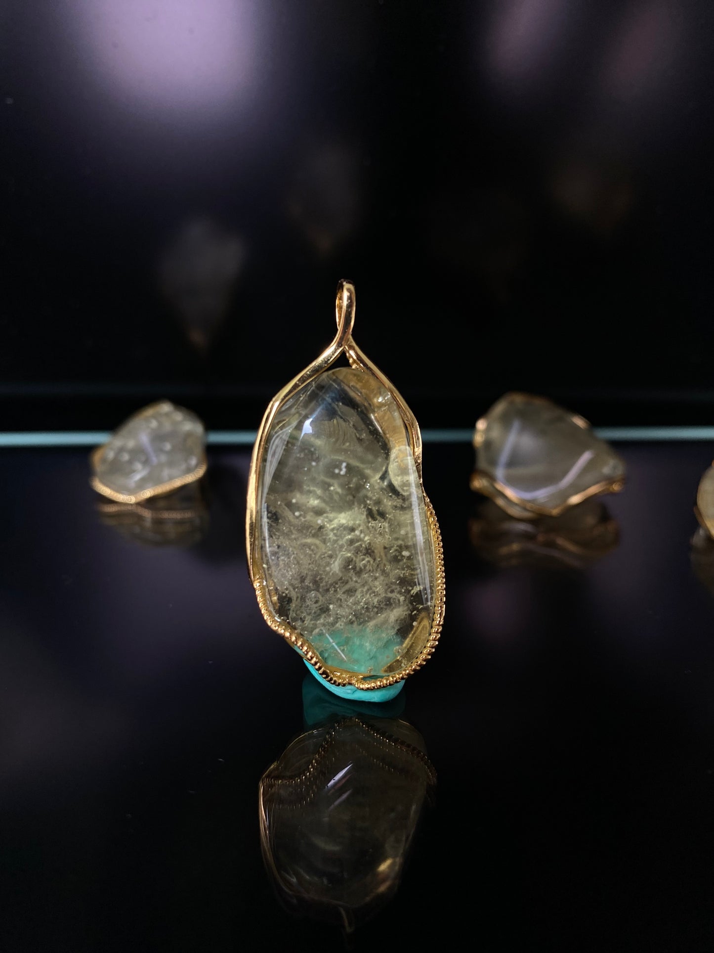 Hand Craft Libyan Desert Glass 925 Sterling Silver 18k Gold-Plated Handmade Pendant – Protection & Transformation Crystal