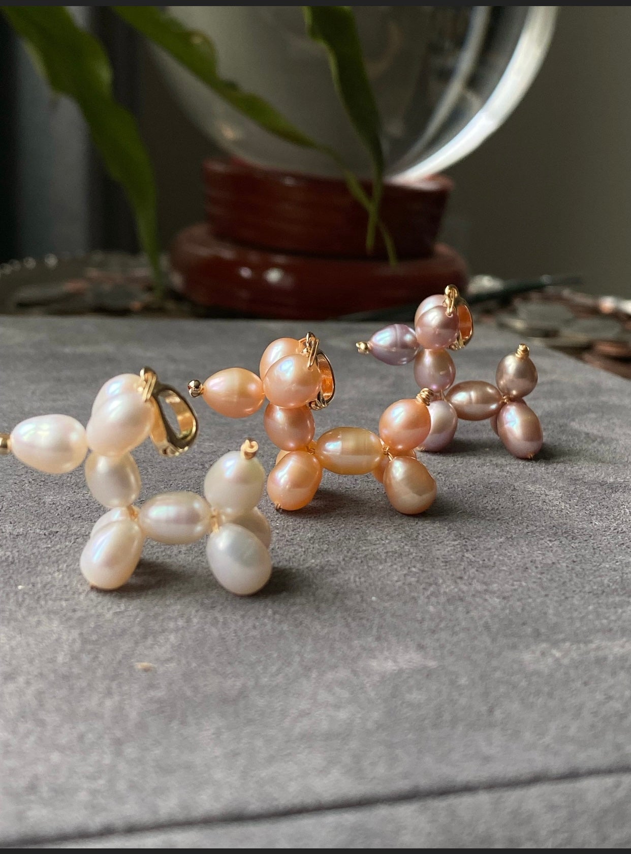 Freshwater pearls bubble dog balloon dog handmade dangle earring,gift for her, christmas gift